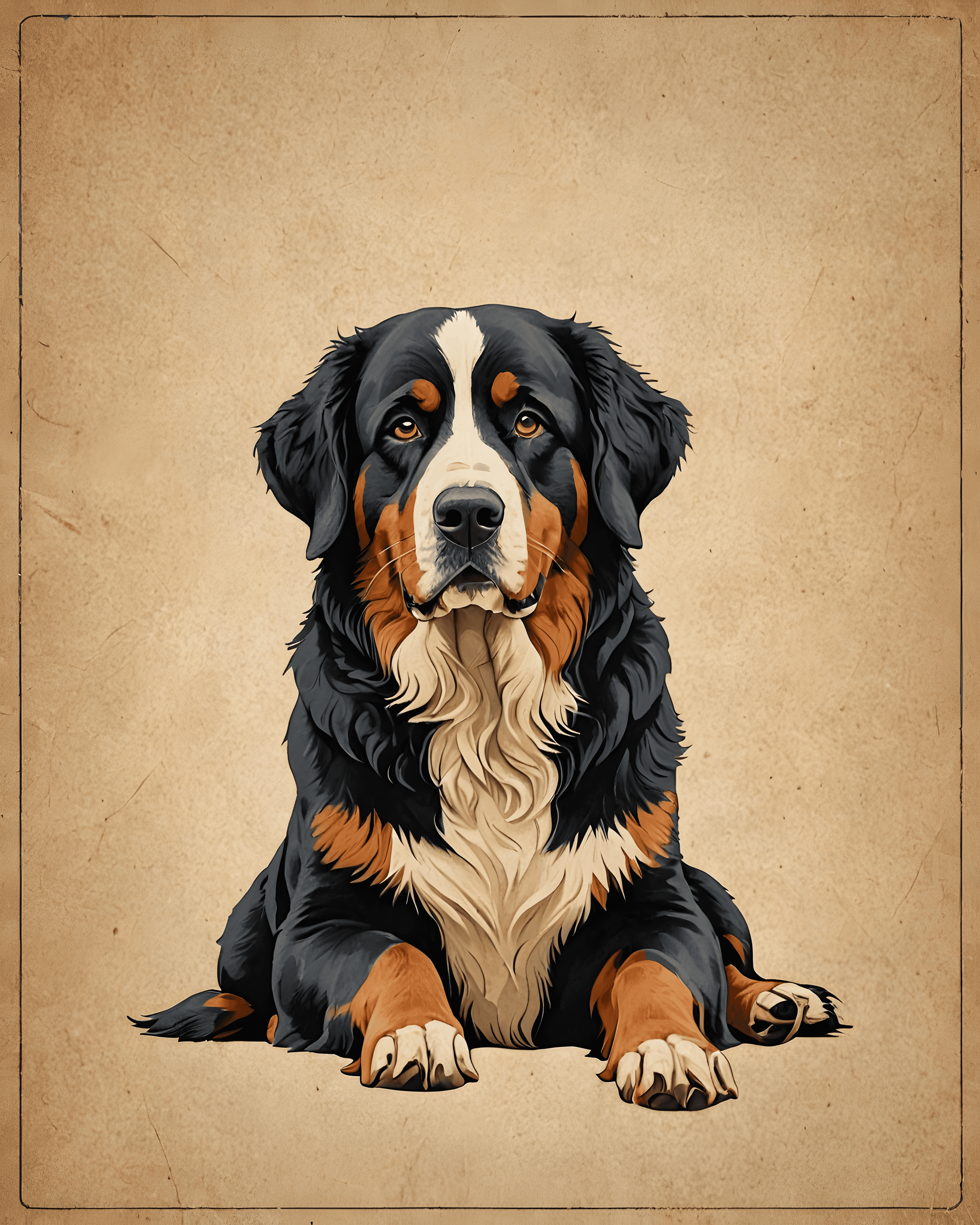 Bernese Mountain Dog — Vintage Poster (Sleepy) — Wall Art (Printable)