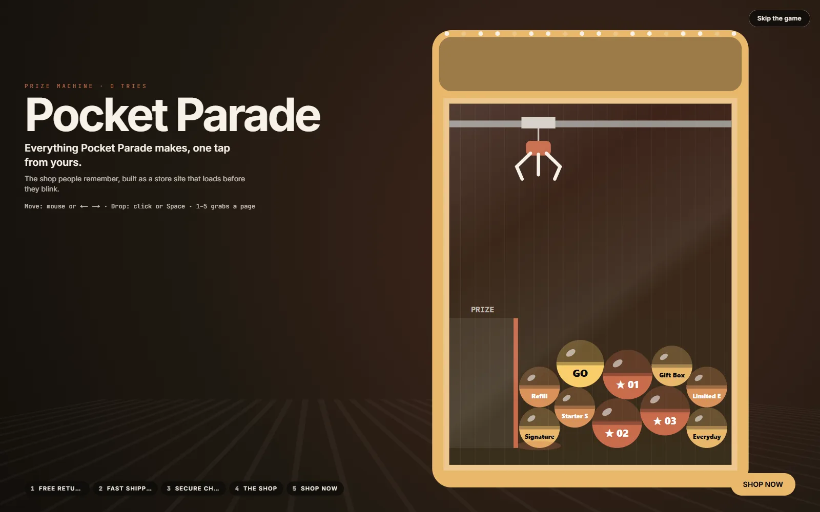 Prize Claw website