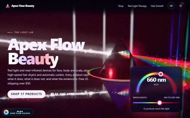 Apex Flow Beauty, live at beauty.apexflowlabs.com
